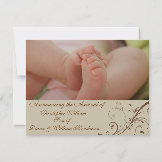 Elegant Baby Announcement Ankündigung (Vorderseite)