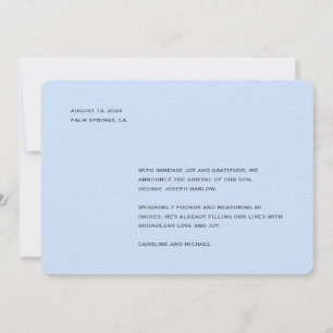 Elegant Baby Blue Boy Birth Ankündigung