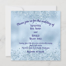 Elegant Baby Blue Glitzer and Foil Wedding Einladung