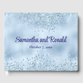 Elegant Baby Blue Glitzer and Foil Wedding Gästebuch