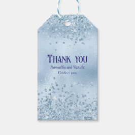 Elegant Baby Blue Glitzer & Foil Wedding Vielen Da Geschenkanhänger