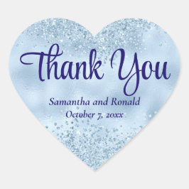 Elegant Baby Blue Glitzer & Foil Wedding Vielen Da Herz-Aufkleber