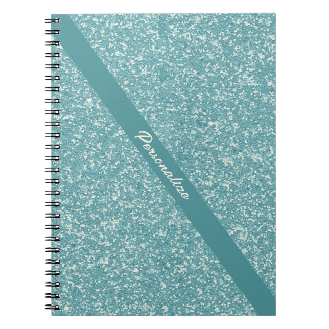 Elegant Baby Blue Glitzer Trendy Chic Personalisie Notizblock (Vorderseite)