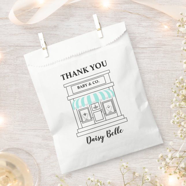 Elegant Baby & Co Black Teal Baby Shower Geschenktütchen (Ausgeschnitten)