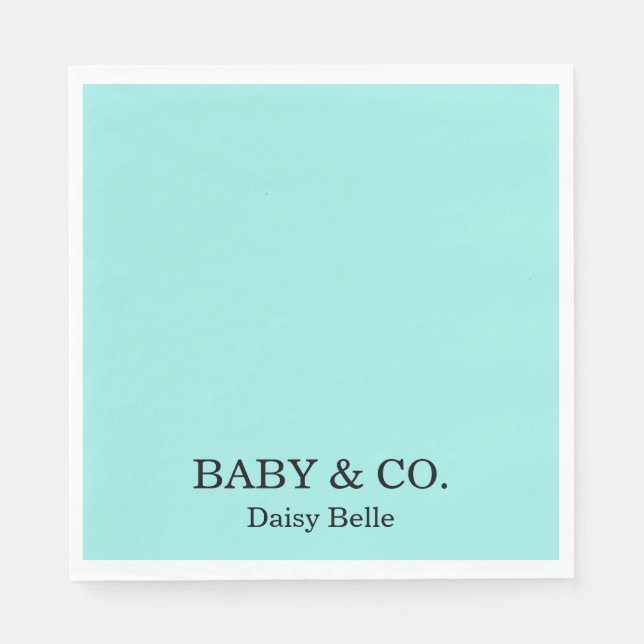 Elegant Baby & Co Black Teal Baby Shower Serviette (Vorderseite)