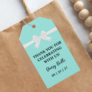 Elegant Baby & Co Schwarz Türkis Babyparty Geschenkanhänger
