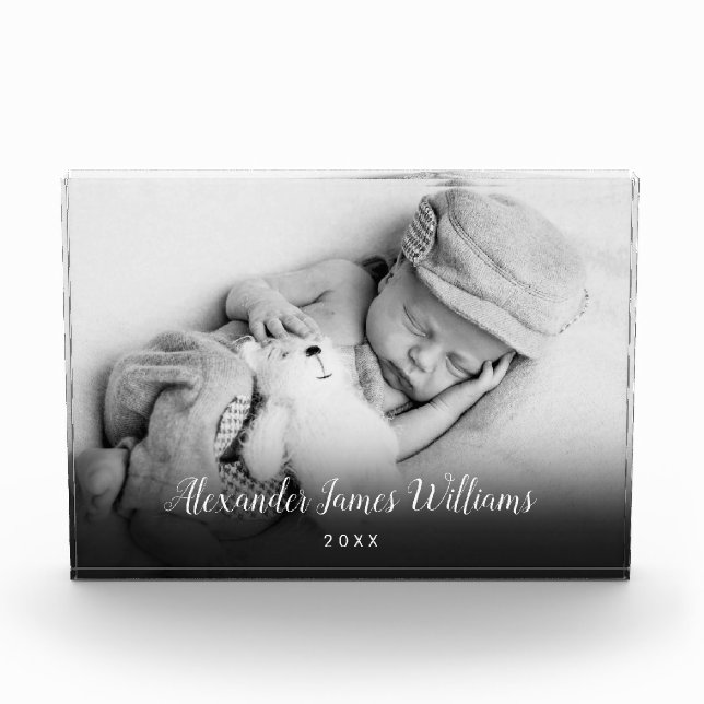 Elegant Baby Foto Script Name Keepake (Vorderseite)