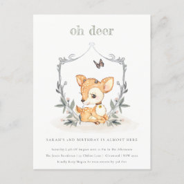 Elegant Baby Oh Deer floral Wappen jedes Alter Geb Postkarte