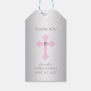 Elegant Baby Pink Cross Taufen/Christening Girl Geschenkanhänger