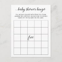 Elégant Baby shower Carte postale Jeu de Bingo
