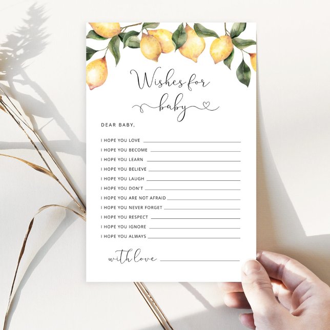 Elégant baby shower citron souhaits pour la carte  (Créateur téléchargé)