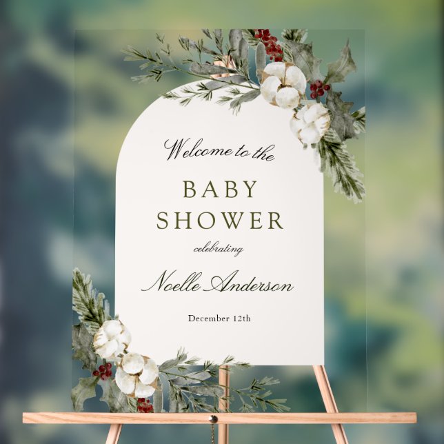 Elégant Baby shower d'Arche Florale d'hiver Bienve (Neutre)