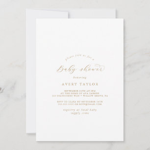 Elégant Baby shower de script or Invitation