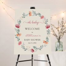Elégant baby shower fleur sauvage en mousse de sig