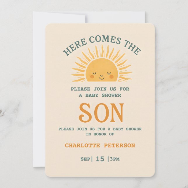 Elegant Baby Shower Invitation with Family Name  (Devant)