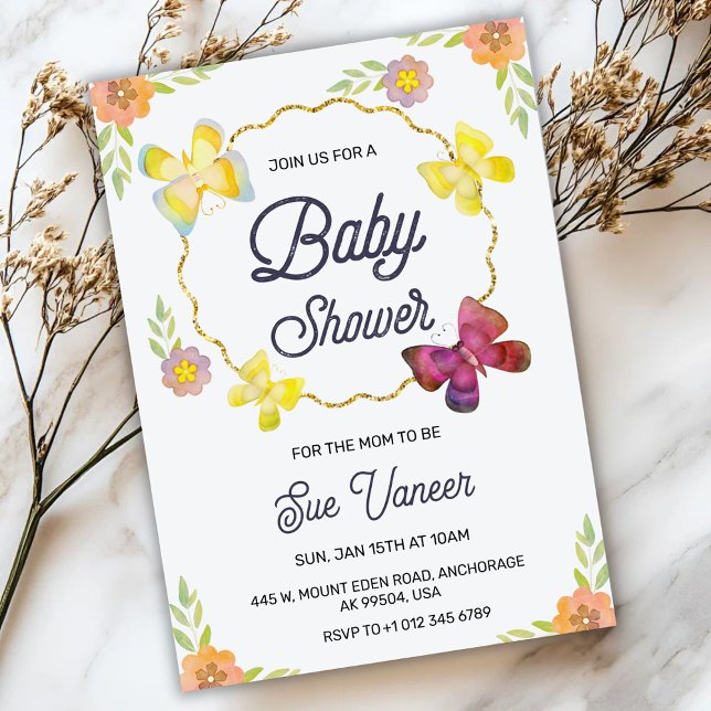 Elegant baby shower Invitation with floral design Einladung (Von Creator hochgeladen)