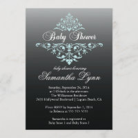 Elégant Baby shower noir bleu Ombre Invitation
