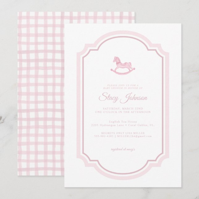 Élégant Baby shower rocheux rose Invitation (Devant / Derrière)