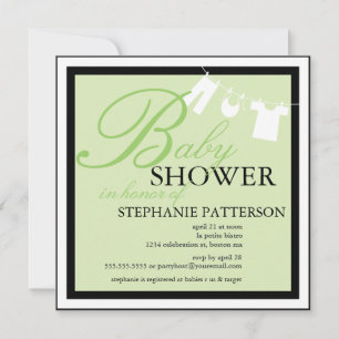 Élégant Baby shower Vêtements Ligne Invitation ver