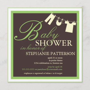 Élégant Baby shower Vêtements Ligne Invitation ver