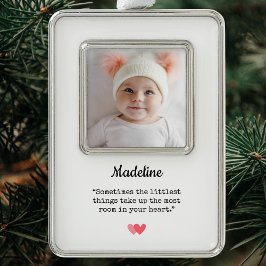 Elegant Baby's First Christmas Foto Rahmen-Ornament Silber