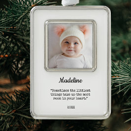 Elegant Baby's First Christmas Foto Rahmen-Ornament Silber