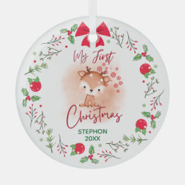 Elegant Baby's First Christmas mit Namen Ornament Aus Glas