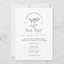 Elegant Bachelorette Girl's Club Einladung