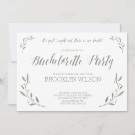 Élégant Bachelorette Invitations Gray Floral