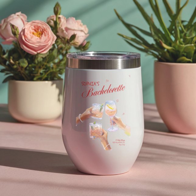 Élégant Bachelorette Rouge Thermal Vin Tumbler (Créateur téléchargé)