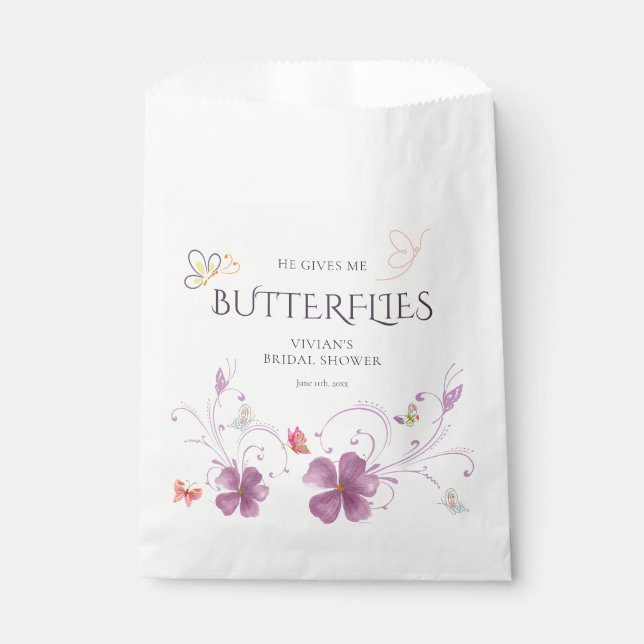 Elegant Baho Er gibt mir Schmetterlinge Brautparty Geschenktütchen (Vorderseite)