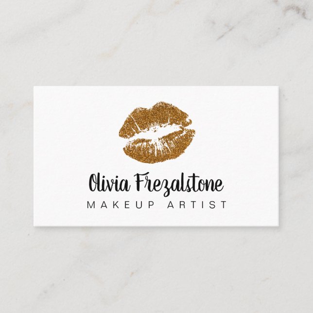 Elégant Baiser d'or Maquillage Artiste Cartes de v (Devant)
