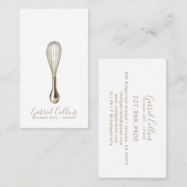 Elegant Baker Caterer Gold Whisk  Visitenkarte (Vorne/Hinten)