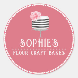 Élégant Baker Pink Cake Logo Boulangerie Étiquette
