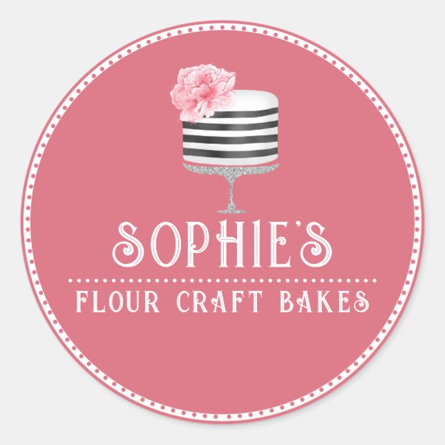Élégant Baker Pink Cake Logo Boulangerie Étiquette (Devant)