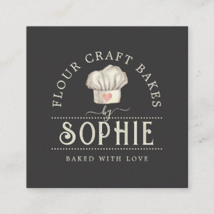 Elegant Baker's Logo Cream Black Business Card Quadratische Visitenkarte