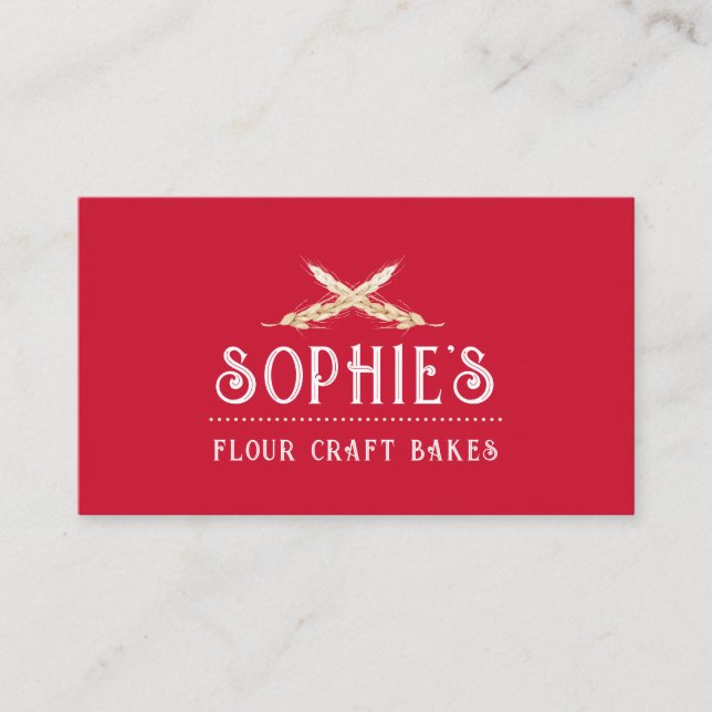 Elegant Baker's Logo Red Business Card Visitenkarte (Vorderseite)