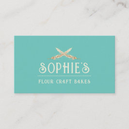 Elegant Baker's Logo Türkis Business Card Visitenkarte