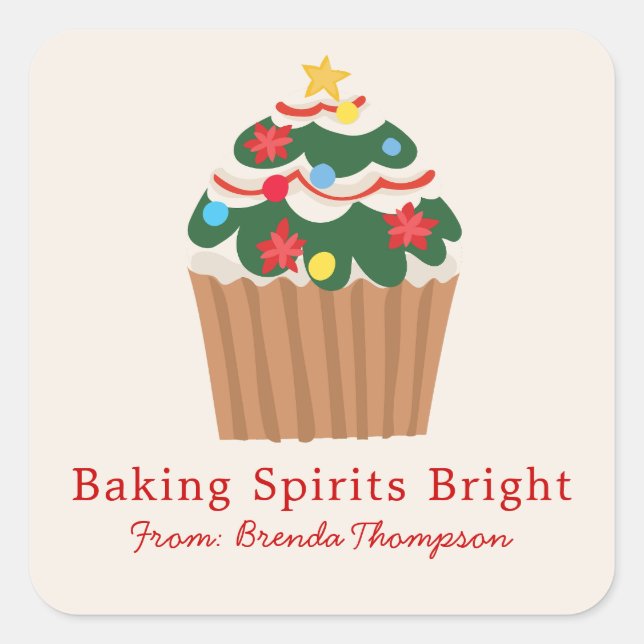 Elegant Baking Spirits Bright Modern Food Cute Quadratischer Aufkleber (Vorderseite)