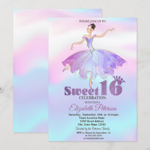 Elegant Ballerina farbenfroh Ombre Sweet 16 Einladung