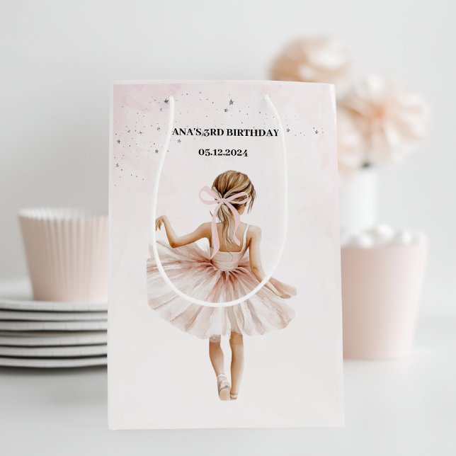 Elegant Ballerina Pink Geburtstag Mittlere Geschenktüte (Von Creator hochgeladen)