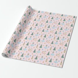 Elegant Ballerina, Weihnachtsbaum und Spielzeug Geschenkpapier