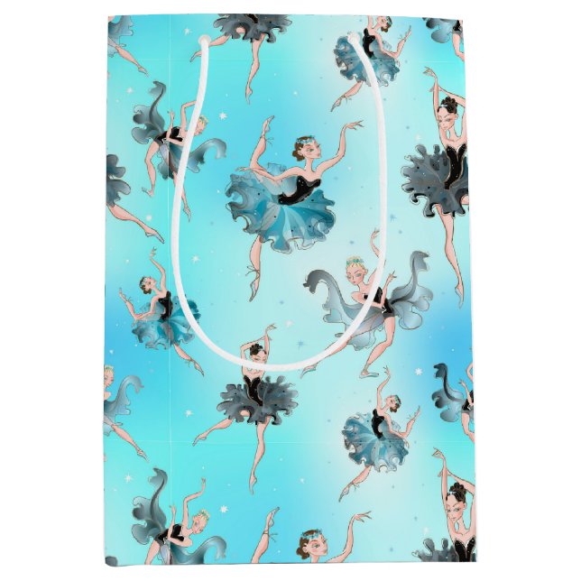 Elegant Ballerinas Wrapping Paper Mittlere Geschenktüte (Vorderseite)