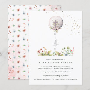 Elegant Balloon Floral Taufe Einladung