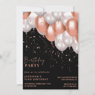 Elegant Balloons 92. Geburtstag Einladung