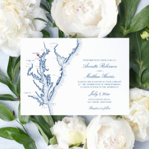 Elegant Baltimore Maryland Map Wedding Einladung