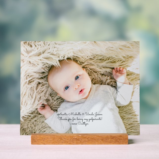 Élégant baptême Godparents Merci avec photo (Neutre)