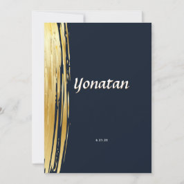 Elégant Bar Mitzvah Navy Gold Invitation