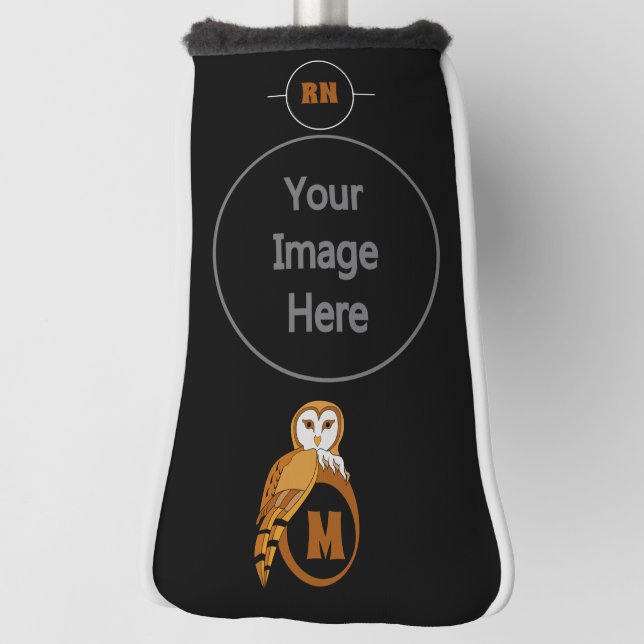 Elegant Barn Owl Monogram Golf Headcover (Rotieren 90)