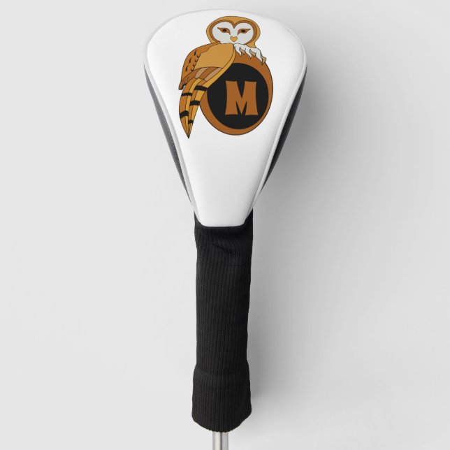 Elegant Barn Owl Monogram Golf Headcover (Vorderseite)